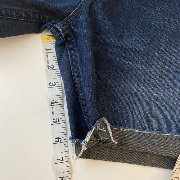 LEVIS 505 Women’s Jean Shorts 34 Fraying Denim Cuffed‎ Indigo Blue Dark Wash - Picture 5 of 12